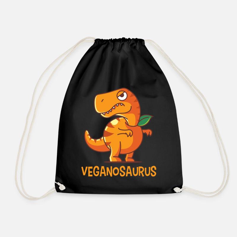 Veganosaurus Orange, dinosaurier dino vegan - Turnbeutel - Schwarz