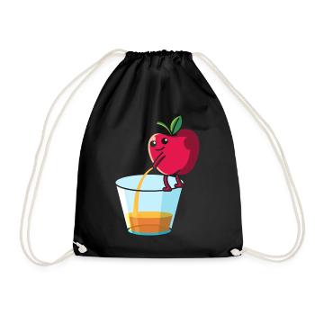 Peeing apple, fruit fruit apple juice - Drawstring Bag - black - Front