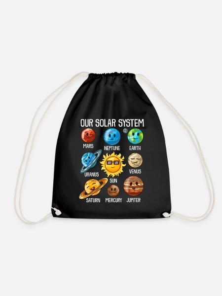 Solar System T-Shirt Planeten Universum Geschenk - Turnbeutel - Schwarz