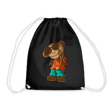 Hip Hop Monkey, rappeur gangsta rap cadeau - Sac de sport léger - noir - Devant