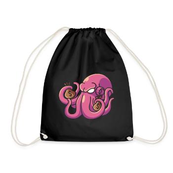 Oktopus Geld, reichtum tintenfisch reich kraken - Turnbeutel - Schwarz - Vorne