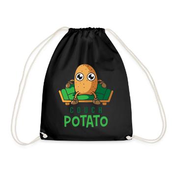 Couch Potato, gift lazy potato chill - Drawstring Bag - black - Front