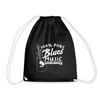 100% real blues music from the soul gift - Drawstring Bag - black - Front