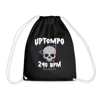 Uptempo 240 BPM Totenkopf Hardstyle Hakken Gabber - Turnbeutel - Schwarz - Vorne