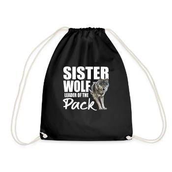 sister wolf - leader of the pack - Drawstring Bag - black - Front