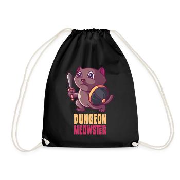 Dungeon Meowster, cat rpg game gift - Drawstring Bag - black - Front
