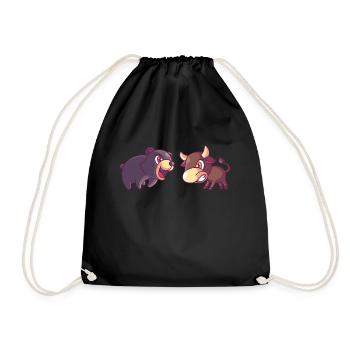 Bear and bull, stock market money finance stock - Drawstring Bag - black - Front