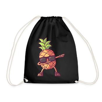 Pineapple with sunglasses, fruit summer dab - Drawstring Bag - black - Front