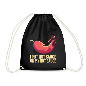 Hot sauce, spicy food chili chili pepper - Drawstring Bag - black - Front