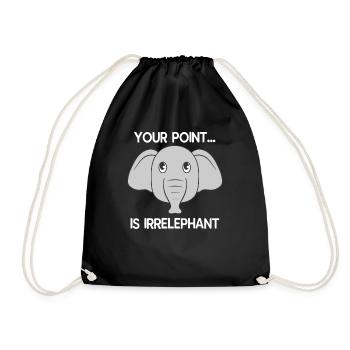 your point is irrelephant funny elephant gift - Drawstring Bag - black - Front