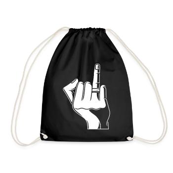 Hand with wedding ring, wedding ring finger engaged - Drawstring Bag - black - Front
