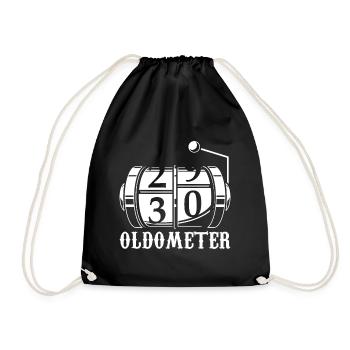 Oldometer 30, 30th birthday bday gift - Drawstring Bag - black - Front
