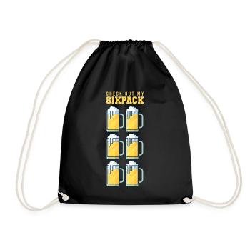 Bier Sixpack, alkohol trinken alk besoffen - Turnbeutel - Schwarz - Vorne