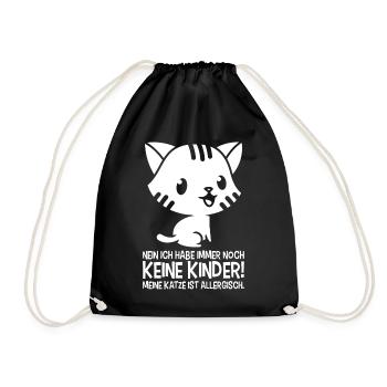 Keine Kinder - Katze ist allergisch - Turnbeutel - Schwarz - Vorne