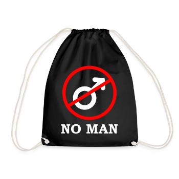 No Man, gift against men's rights - Drawstring Bag - black - Front