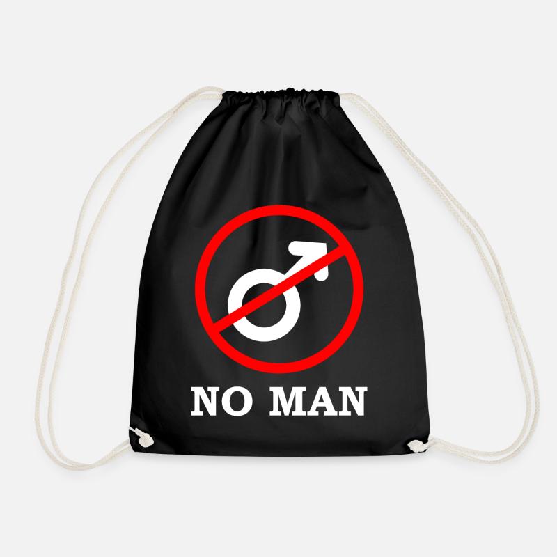 No Man, gift against men's rights - Drawstring Bag - black