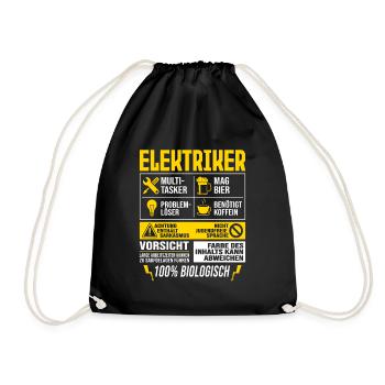 Elektriker Elektroinstallateur Stromer - Turnbeutel - Schwarz - Vorne