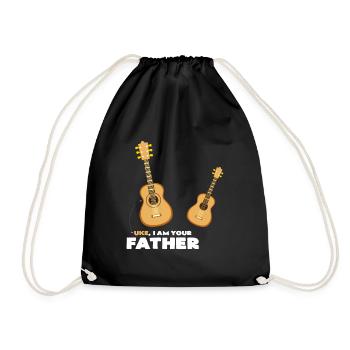 Ukulele und Uke ich bin dein Vater Gitarre Idee - Turnbeutel - Schwarz - Vorne