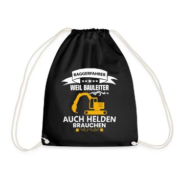 Bagger Shirt • Bauleiter Helden • Bagger Geschenk - Turnbeutel - Schwarz - Vorne
