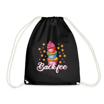 Backfee Bäcker Hobbybäcker Cupcake Muffin Torten - Turnbeutel - Schwarz - Vorne