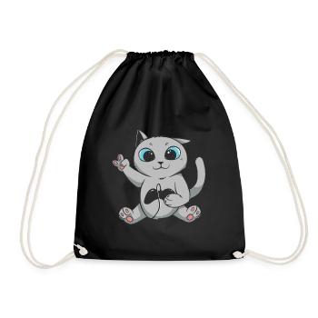 British Gamer Shorthair Cat Gaming Puppy - Drawstring Bag - black - Front