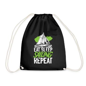 eat sleep sailing repeat - Drawstring Bag - black - Front