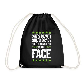 Woman kickboxing funny - Drawstring Bag - black - Front