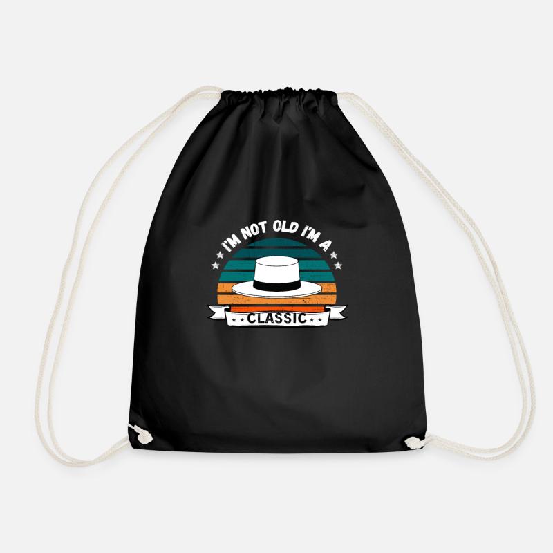 I'm Not Old - Tophat - Drawstring Bag - black