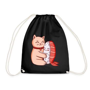 Chat mignon et sushi étreignant - Sac de sport léger - noir - Devant