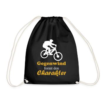 Gegenwind formt den Charakter - Turnbeutel - Schwarz - Vorne