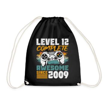 Geburtsjahr 2009 geboren 12 Geburtstag Gamer - Turnbeutel - Schwarz - Vorne