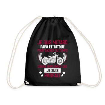 Tattooed biker dad = perfect man - Biker humor - Drawstring Bag - black - Front