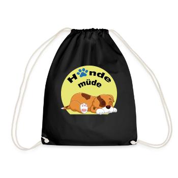 Hunde müde - süßer Comic Hund - Turnbeutel - Schwarz - Vorne
