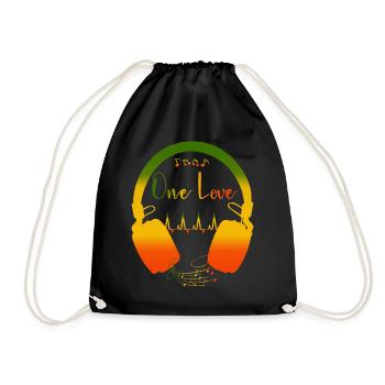 Reggae One Love - Headset design - Drawstring Bag - black - Front