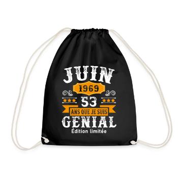 53 Ans Anniversaire Vintage Né(e) en Juin 1969 - Sac de sport léger - noir - Devant