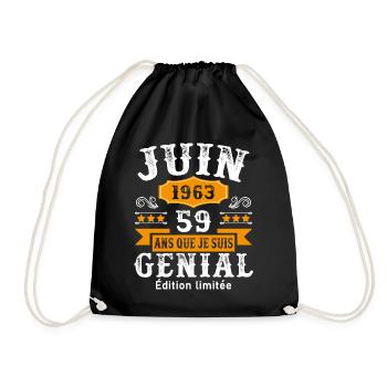 59 Ans Anniversaire Vintage Né(e) en Juin 1963 - Sac de sport léger - noir - Devant