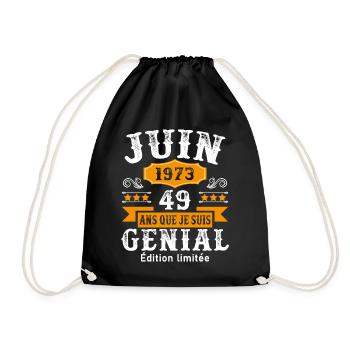 49 Ans Anniversaire Vintage Né(e) en Juin 1973 - Sac de sport léger - noir - Devant