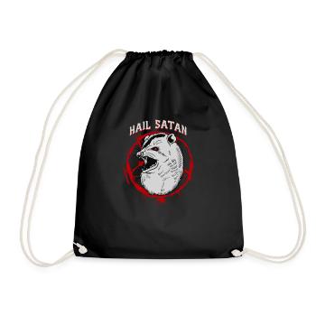 Hail Satan I Satanic Possum - Drawstring Bag - black - Front