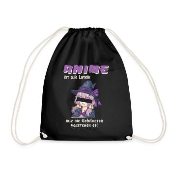 Anime ist wie Latein - Turnbeutel - Schwarz - Vorne