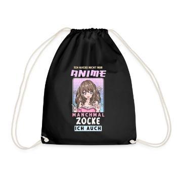 Ich gucke nicht nur Anime manchmal zocke ich auch - Turnbeutel - Schwarz - Vorne