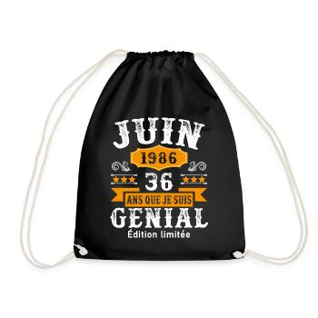 36 Ans Anniversaire Vintage Né(e) en Juin 1986 - Sac de sport léger - noir - Devant