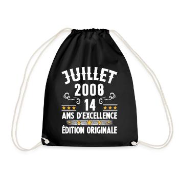 14 Ans Anniversaire Vintage Né(e) en Juillet 2008 - Sac de sport léger - noir - Devant