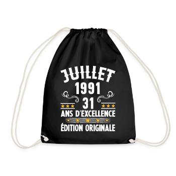 31 Ans Anniversaire Vintage Né(e) en Juillet 1991 - Sac de sport léger - noir - Devant