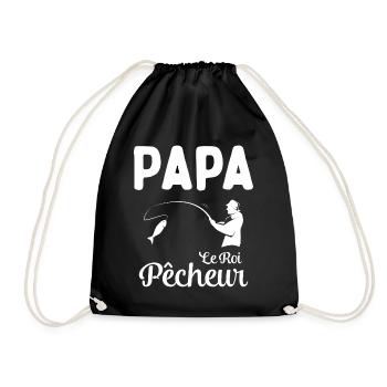 Cadeau Papa Pêcheur Roi de Pêche - Sac de sport léger - noir - Devant
