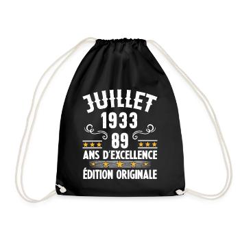89 Ans Anniversaire Vintage Né(e) en Juillet 1933 - Sac de sport léger - noir - Devant