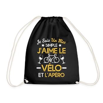 Je suis un mec simple j'aime le vélo et l'apéro - Sac de sport léger - noir - Devant
