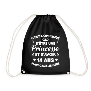 Je Suis Une Princesse Et J'ai 14 Ans Cadeau Humour - Sac de sport léger - noir - Devant