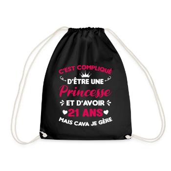 Princesse 21 Ans Anniversaire Idée Cadeau Pink Âge - Sac de sport léger - noir - Devant