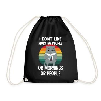 I don't like Morning People or Mornings or People - Drawstring Bag - black - Front