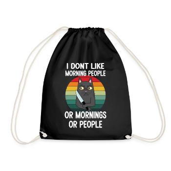 I don't like Morning People or Mornings or People - Drawstring Bag - black - Front